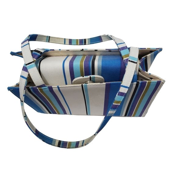 Summer Striped handbag with feet magnetic closure - Picture 3 of 7